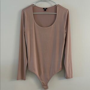 Express Pink Long Sleeve Fitted Bodysuit